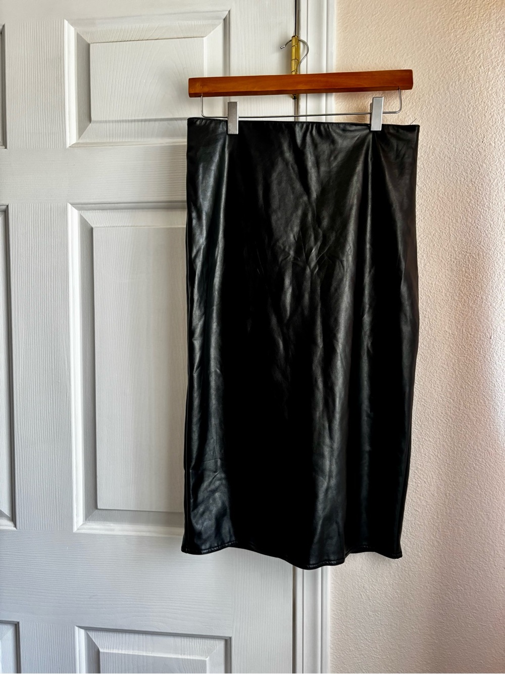 1. State Black Faux Leather Midi Skirt